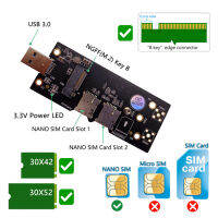 NGFF M.2 to USB 3.0 Adapter Expansion Card with Dual NANO SIM Card Slot for WLANLTE 3G4G5G Module Support M.2 key B 30423052