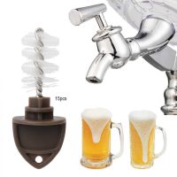 [HOT] 15Piece Stainless Steel Brown House Beer Faucet Protection Brush Plug Cover Homemade Beer Tap Brush Beer Production Accessories