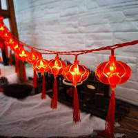 1.5M 10LED โคมไฟจีนสีแดงเทศกาลฤดูใบไม้ผลิไฟสาย LED ใหม่ปี2022ไฟกลางคืนแต่งงานคริสต์มาสตกแต่ง
