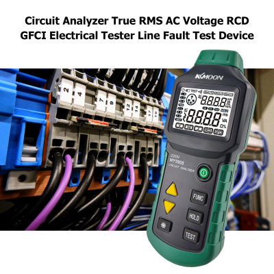 Fansline-KKmoon เครื่องทดสอบไฟฟ้า,ตัววิเคราะห์วงจรไฟด้านหลังจอดิจิทัลแอลซีดี MY5908 RMS AC Voltage RCD GFCI อุปกรณ์ทดสอบสายผิดพลาด