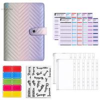 STATIONERY หนังพียู เครื่องเขียนสเตชันเนอรี กระเป๋ามีซิป การประหยัดเงิน กระเป๋าใส่แฟ้ม ซองเงินสด สมุดโน้ต Binder สมุดวางแผนงบประมาณ โน้ตบุ๊ค A6 แฟ้มงบประมาณ