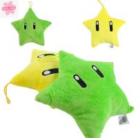 EAURA ของขวัญสำหรับเด็กการ์ตูน Super Bros Boneka Mainan S หมอนนุ่มตุ๊กตานิ่มสีเหลืองดาวสีเขียว Super Bros ของเล่นกำมะหยี่ยัดไส้ Boneka Mainan ดาวกับตา