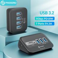 PHIXERO USB Splitter USB 3.2 Hub 10Gbps Type C Adapter Multi Ports USB 3.0 Docking Station Hub for Surface Macbook Laptop PC Hub USB Hubs