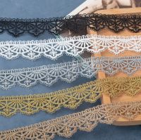 2 Yards Gold Silver Lace Trim Ribbon Roll Crocheted Lace Ribbons Webbing Decor DIY Craft Gift Packing Sewing Supplies 2.6cm Fabric  Material