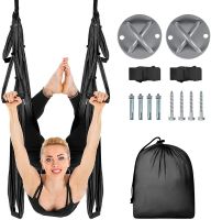 Aerial Yoga Hammock Set Suspended Hanging Swing For Home Inversion Exercises Antigravity Trainer With 2 Extensions Straps