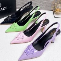 2023 VersaceˉSummer New Fashion Hollow Thin Heel Pointed Solid Color Versatile Elegant Ladies Style High Heels