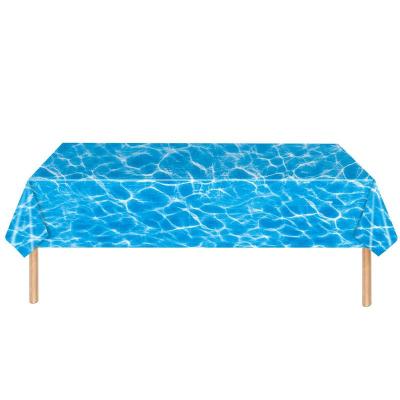 Tablecloth Ocean Party Table Disposable Cover Decorations Waves Beach Pool Wave Sea Water Mermaid Summer Favor Flatware