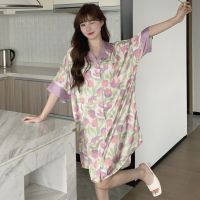 --SY23726♘ஐ 23 New Silk Nightdress dies Cardigan Loose and Casl Can Worn