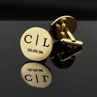 Custom Initial Letter Engraved Cufflinks Personalized Shirt Clips Buckle Stainless Steel Men Luxury Jewelry Boxed Gift Drop Ship