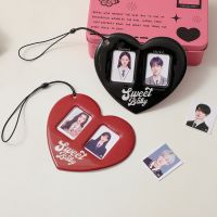 Korean Love Double Card Holder PP Card Set Girls 2-inch ID Photo Display Pendant Love photo Storage Card Bags