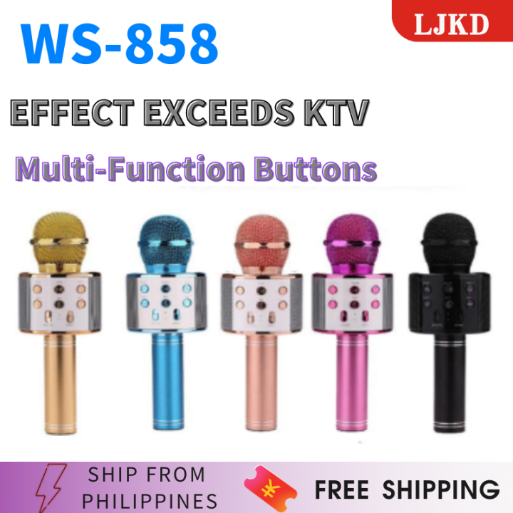 Microphone Wireless KTV Karaoke Bluetooth Handheld Mic HIFI Speaker WS