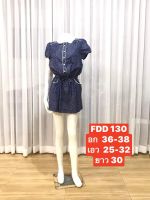 FDD 130  ชุดเดรส แขนสั้น คอกลม กระดุ้มหน้า รูดเอวผูกเอว กระเป๋าสองข้าง พร้อมส่ง