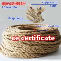 Vintage Rope Twisted Electrical Wire Hemp Rope Woven Textile Wire Twisted Cable Braided Retro Pendant Light Cord 2*0.75mm Wires Leads Adapters