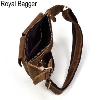 Royal Bagger Waist Pack Bags for Mens 100 Crazy Horse Leather Shoulder Phone Bag Retro Fashion Outdoor Casual Boy Crossbody Chest Bags