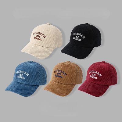 [2023] ใหม่ฤดูใบไม้ร่วงและฤดูหนาว Corduroy เบสบอลหมวกสำหรับย้อนยุคสำหรับผู้หญิงเย็บปักถักร้อยเสื่อปิกนิกกันน้ำหมวกเบสบอลสำหรับชาย Kpop Snapback หมวก
