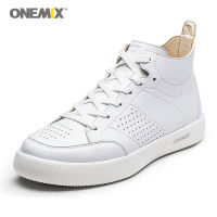 ONEMIX Men Skateboarding Shoes Breathable Wear Resistant Shoes Comfortable Women Black White Lace up Flat Snekaers size 35-46