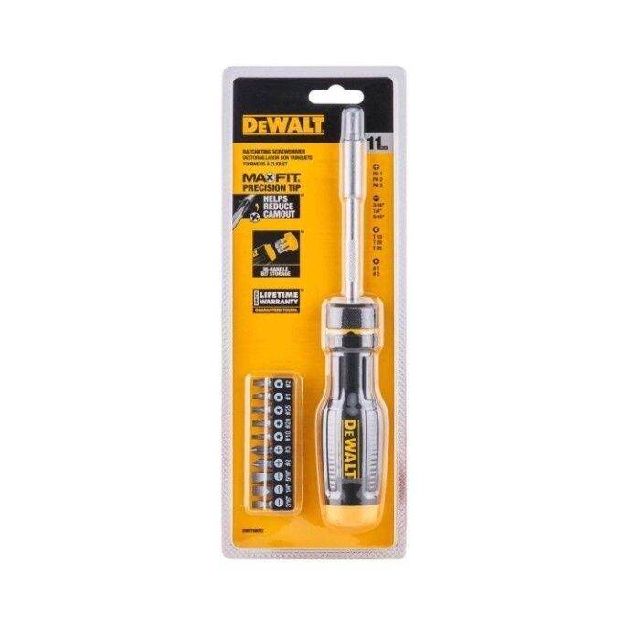 Obeng Ratchet Dewalt Maxfit Racheting Multi Bit Screwdriver Set 11 Pcs