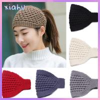 XIAHU โครเชต์สับปะรด นุ่มยืด Headwear หมวกอุ่น ผ้าโพกหัวถัก ฤดูหนาว Headbands ผ้าโพกศีรษะ