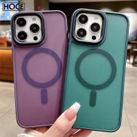 HOCE เคสแม่เหล็กติดโทรศัพท์สีด้านสุดหรูสำหรับ iPhone 14 13 12 Pro Max 14 Plus 11 MagSafe เคสเคสป้องกันแบบไฮบริดกันกระแทกแบบนิ่มฝาหลังแข็ง