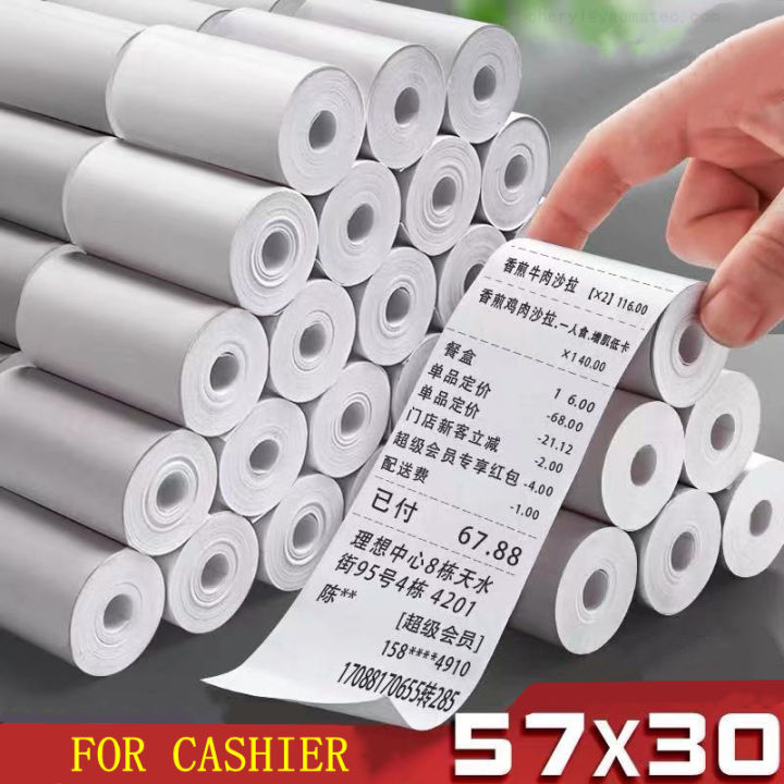 20 Rolls 57x30mm Receipt Thermal Paper Printing Label Roll For Mobile Cash Registers Pos Printer 9423