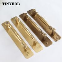 Chinese style Door Double Single Sided Surface mounted handle brass Patterned wooden door sliding door handle Antique Brass Pulls