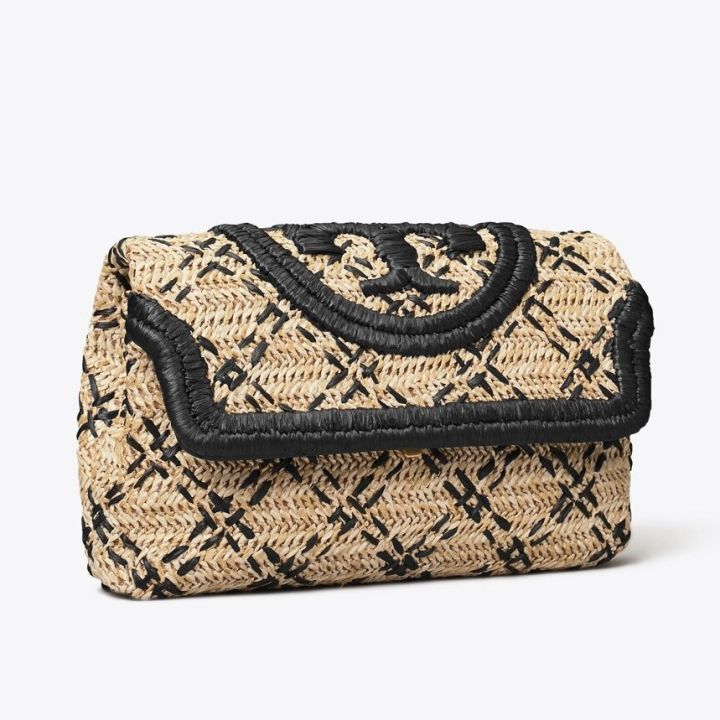 Tory Burch, Bags, Tory Burch Fleming Raffia Clutch Natural Arugula