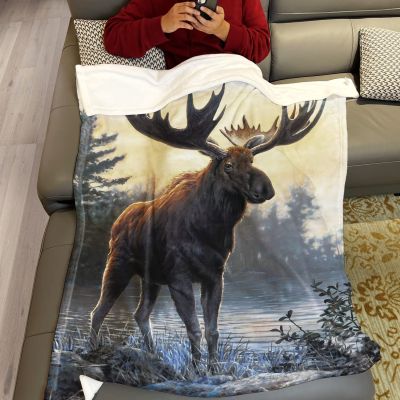 Northern Moose โยนผ้าห่ม Comfort WARM Soft Cozy เครื่องปรับอากาศ Easy Care เครื่องซักผ้าสัตว์ป่าผ้าห่ม Home Gifts