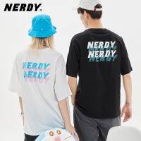 【HOT】Nerdy &amp; Doraemon เสื้อยืดลําลอง แขนสั้น ทรงหลวม แฟชั่นฤดูร้อน สําหรับสตรี100%cotton