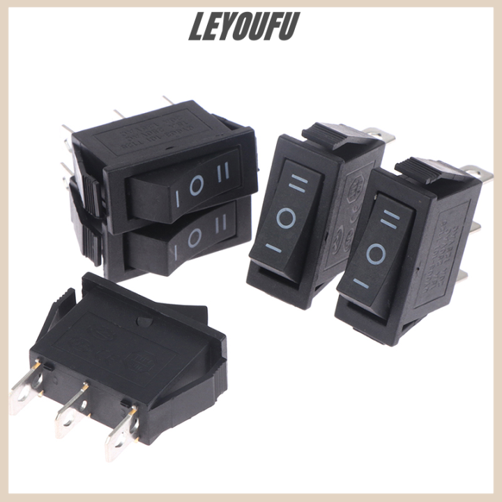 leyoufu-5ชิ้น13-5x31มม-3ขา-kcd3เปิดปิด3ตำแหน่งสวิตช์เครื่องโยกเรือสีดำสวิตช์ไฟสีแดงส่องสว่าง