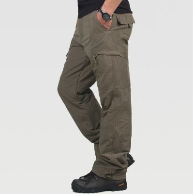 Fleece Thicken Warm Pocket Cargo Tactical Pants Mens Winter Outdoor Fishing Camping Riding Thermal Baggy Cotton Long Trousers