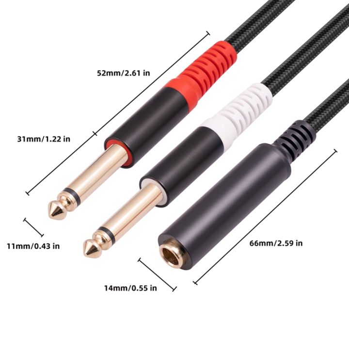1pcs-6-35mm-1-4-inch-stereo-trs-female-to-2-dual-6-35mm-mono-ts-male-y-splitter-cable-audio-adapter-cable