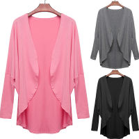 Fashion model shop 2023 Womens Fashion Casual Long Sleeve Open Irregular Hem Loose Top Cardigan