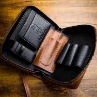 ☢♧✥ LUBINSKI Genuine Leather Tobacco Cigar Cigarette Case Bag Pipe Pocket Portable Pipe For 3 Pipes Case Multifunctional Bag Set