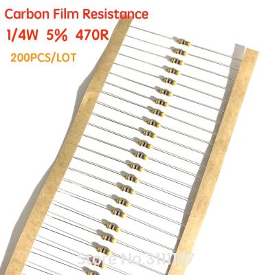 200PCS/LOT  Carbon Film Resistors 1/4W Error 5%  470 ohm  470R Ohm Color Ring Resistance