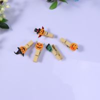 10Pcs Wooden Cartoon Halloween Decorations Mini Pumpkin Head Decor Clothespins Clips for Party Clips Pins Tacks