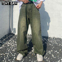 TINT ERA Green Jeans Baggy Distressed Vintage Denim Trousers Male Wide Leg Pants Men Streetwear R Oversize Casual Hip Hop2023