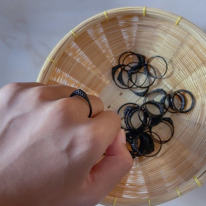 แหวนมงคล-แหวนหางช้างแบบสายเดี่ยว-สีดำ-แท้ทั้งวง-199
