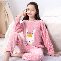 New Coral Fleece Kids Pijamas Homewear Boys Girls Winter Children Fleece Pajamas Warm Flannel Sleepwear Loungewear Teens Clothes