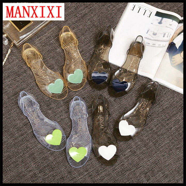 Thương hiệu MANXIXI Thời trang Jelly Ballet Dép dẹt Love Inlay Shoes dành  cho nữ (34-40 Size) 