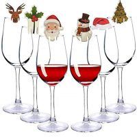 BFCGBH ซานตาคลอส หัวกวาง เครื่องประดับต้นคริสต์มาส ของขวัญสำหรับเด็ก ไวน์แดง อุปกรณ์ปาร์ตี้ปาร์ตี้ บ้านในบ้าน การตกแต่งแก้วไวน์ การ์ดตกแต่งลาย การ์ดถ้วยคริสต์มาส ของตกแต่งวันคริสต์มาส