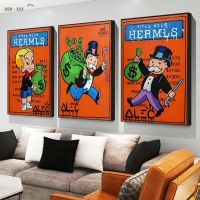 Alec Monopoly Art Canvas Painting Monopoly and Richie Bags Poster Luxury Wall Art Pictures for Home Living Room Decor No Frame