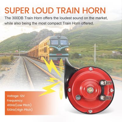 300DB 12V Universal Electric Snail Train Horn Super Loud Waterproof Horns Siren for Motorcycle Car Truck SUV Boat