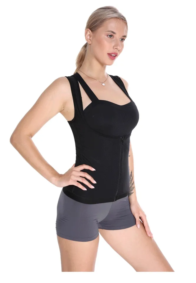 Ladies Sports Fitness Violently Sweat Suit Sauna Clothes Sweat Inducing  Clothes Belly Contracting and Close-Fitting Yoga Burst into Sweat Corset  Zipper Vest
