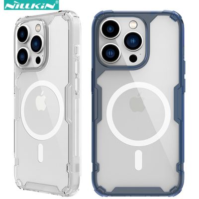 เคสแม่เหล็ก TPU Nillkin ธรรมชาติสำหรับ14 Pro Max โปร่งใสบางกันกระแทกฝาหลังนิ่มสำหรับ13 14 Plus