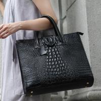 Luxury Crocodile Pattern Womens Real Leather OL Handbags Genuine Leather Ladies Shoulder Bag Business Computer Bags Women Top-Handle Bags