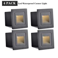 4PCS Waterproof Corner/Deck/Recessed Step Lights 3W AC85-220V LED Stairs Step Night Light Indoor/Outdoor Wall Lighting RF118