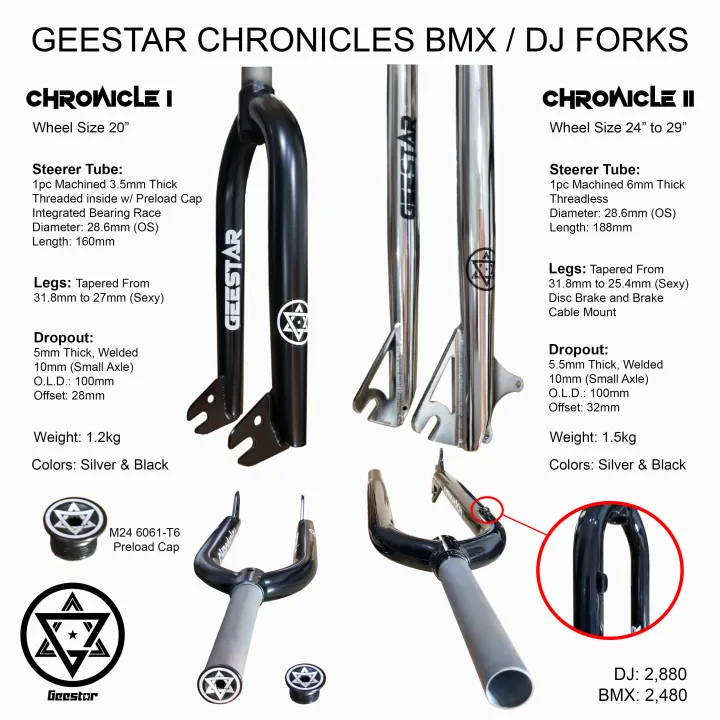 Geestar Chronicles BMX DJ MTB Street Bike Forks 20 24 26 27.5 29er Rigid Sexy Fork Disc Brake