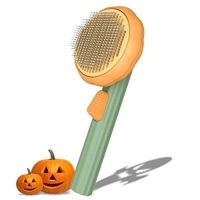 【jw】❒ Pumpkin Brush Cleaning with Hair Release for Shedding and Grooming Deep Brushes Cats Dogs