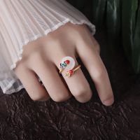 ♚❧☃ 925 sterling silver Chinese wind xiangyun retro hetian jade ring female niche design open end ring fashion personality