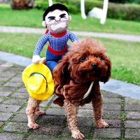 〖Love pets〗 Novelty Halloween Dog Costumes Pet Clothes Cowboy Dressing up Jacket Coats for Dogs Funny French Bulldog Chihuahua Pug Clothing